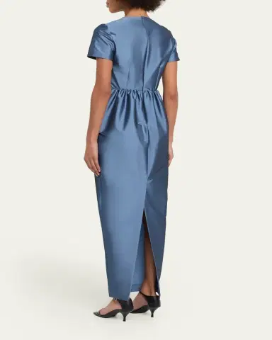 BERNADETTE Lexi Floral Satin Empire-Waist Column Maxi Dress | Thumbnail 3
