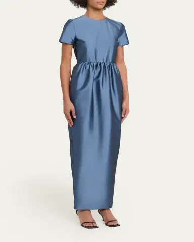 BERNADETTE Lexi Floral Satin Empire-Waist Column Maxi Dress | Thumbnail 4