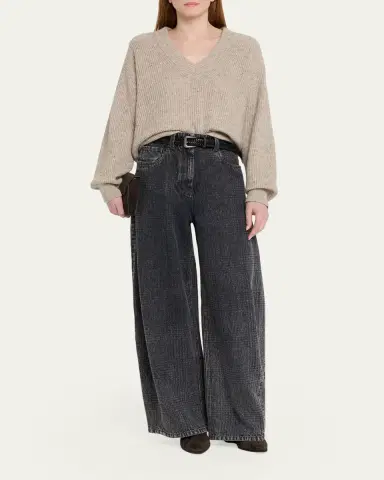 Brunello Cucinelli Shimmering Cashmere-Mohair Crewneck Sweater | Thumbnail 2