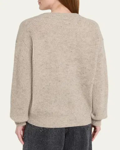 Brunello Cucinelli Shimmering Cashmere-Mohair Crewneck Sweater | Thumbnail 3