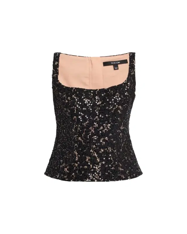 Bibi Sculpted Sequined Lace Top