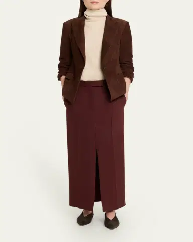 Brunello Cucinelli Long Wool Double Pleat Skirt | Thumbnail 2