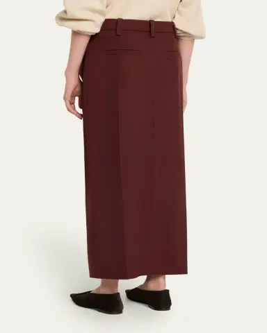 Brunello Cucinelli Long Wool Double Pleat Skirt | Thumbnail 3
