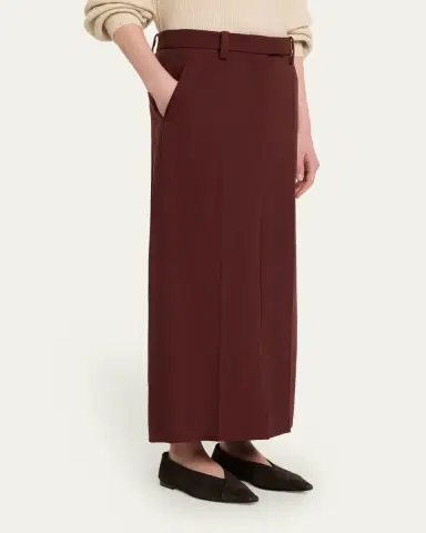 Brunello Cucinelli Long Wool Double Pleat Skirt | Thumbnail 4