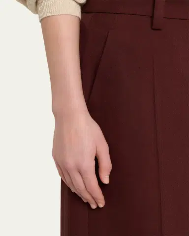 Brunello Cucinelli Long Wool Double Pleat Skirt | Thumbnail 5