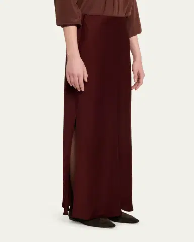 Brunello Cucinelli Long Double-Vent Skirt | Thumbnail 4