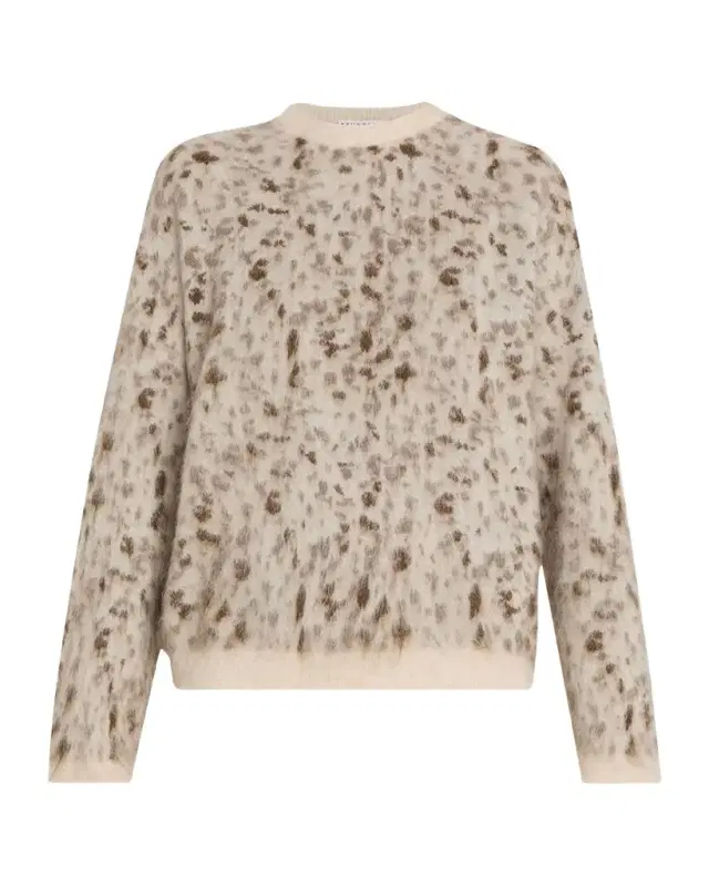 Brunello Cucinelli Blurred Jacquard Cashmere Knit Sweater