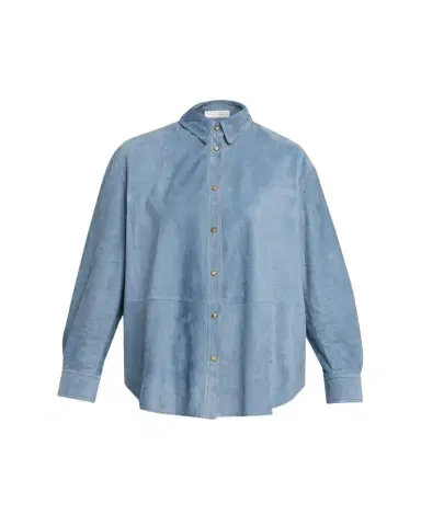 Brunello Cucinelli Suede Long Sleeve Snap Button Shirt | Thumbnail 1 Brunello Cucinelli Suede Long Sleeve Snap Button Shirt | Thumbnail 1