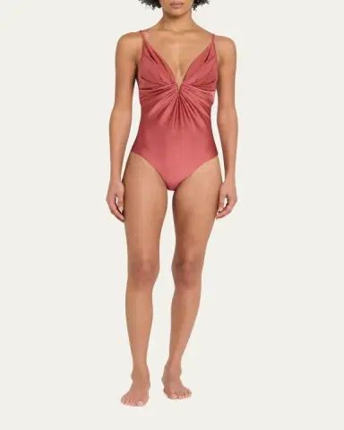 Zimmermann Solstice Tuck Plunge One-Piece Swimsuit | Thumbnail 2 Zimmermann Solstice Tuck Plunge One-Piece Swimsuit | Thumbnail 2