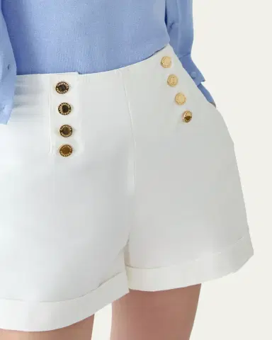 Carolina Herrera High-Rise Button-Front Sailor Shorts | Thumbnail 4