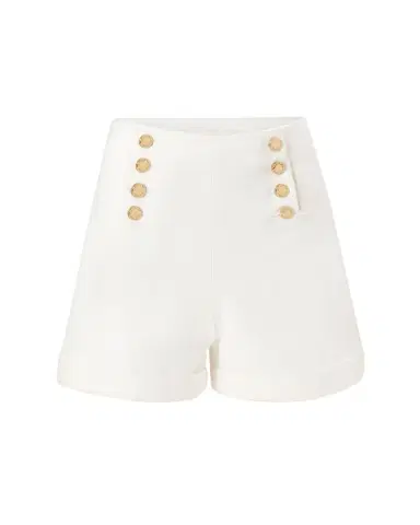 Carolina Herrera High-Rise Button-Front Sailor Shorts | Thumbnail 1