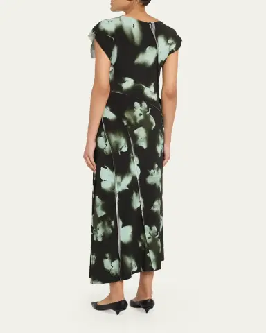 Jason Wu Collection Blurred Floral Asymmetric Paneled Midi Dress | Thumbnail 3 Jason Wu Collection Blurred Floral Asymmetric Paneled Midi Dress | Thumbnail 3