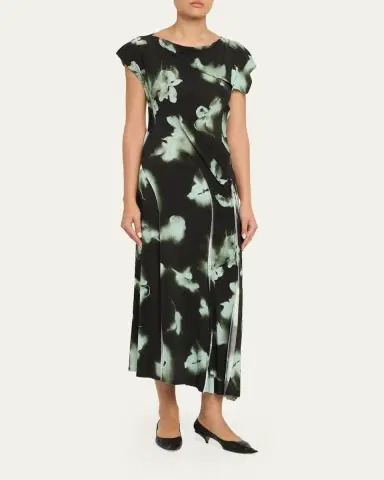 Jason Wu Collection Blurred Floral Asymmetric Paneled Midi Dress | Thumbnail 4 Jason Wu Collection Blurred Floral Asymmetric Paneled Midi Dress | Thumbnail 4