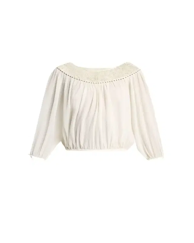 Nelida Guipure Lace-Trim Silk Gauze Drawstring Blouse