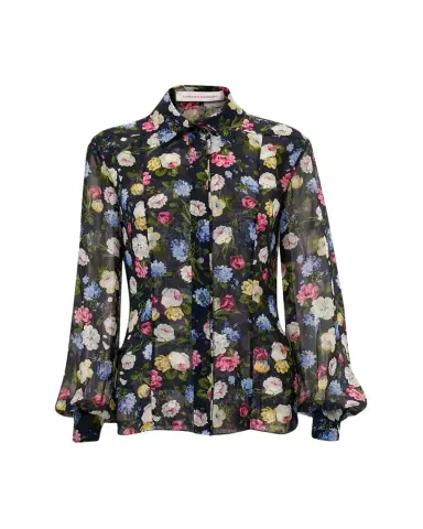 Carolina Herrera Isabella Rose-Print Silk Chiffon Button-Down Shirt | Thumbnail 1 Carolina Herrera Isabella Rose-Print Silk Chiffon Button-Down Shirt | Thumbnail 1
