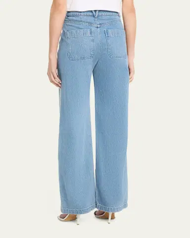 Veronica Beard Taylor Embroidered Patch-Pocket Straight-Leg Jeans | Thumbnail 3