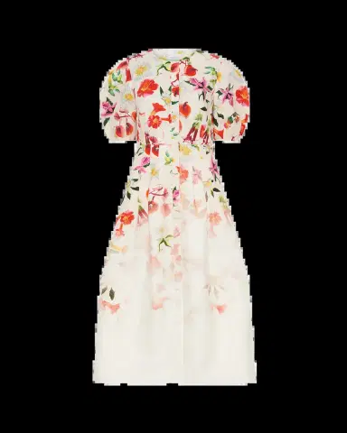 Gabriela Hearst Ignis Degrade Floral-Print Linen Puff-Sleeve Midi Dress | Thumbnail 2