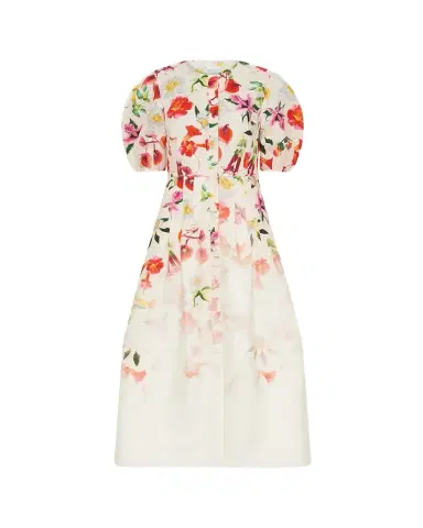 Gabriela Hearst Ignis Degrade Floral-Print Linen Puff-Sleeve Midi Dress | Thumbnail 1