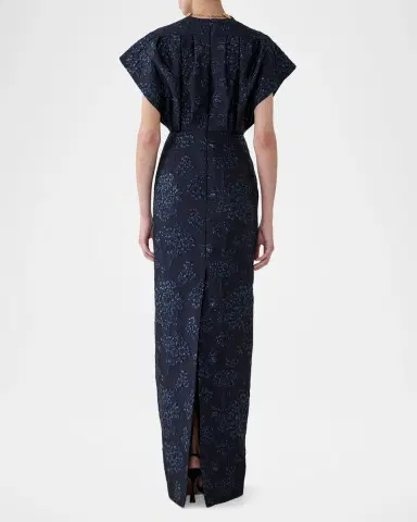 Carolina Herrera Rosette Collar Fan Bodice Gown | Thumbnail 3