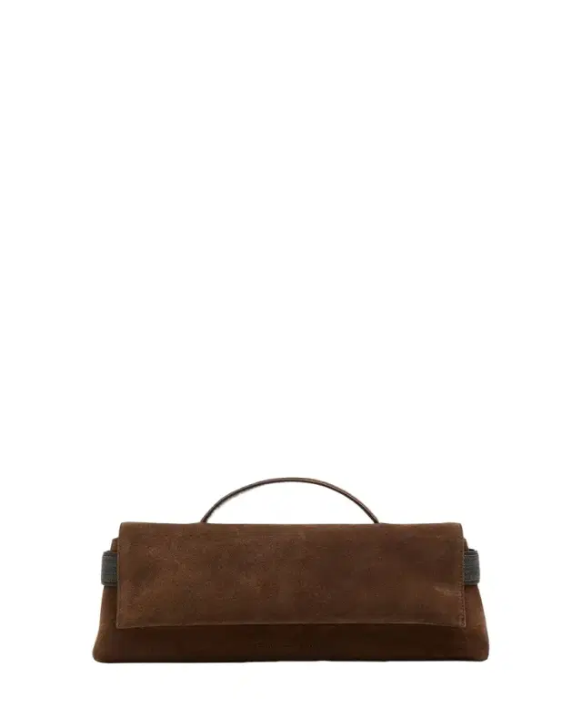 Brunello Cucinelli Essence Monili-Trim Suede Top-Handle Bag