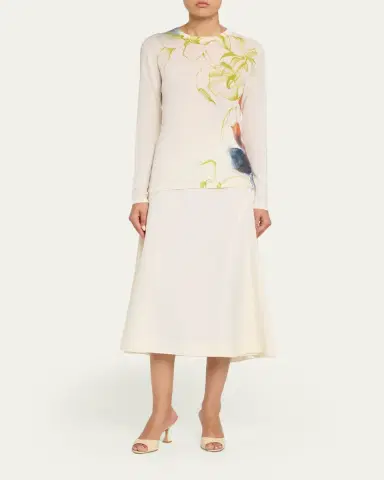 Jason Wu Collection Shadow Floral Merino Wool Crewneck Sweater | Thumbnail 2
