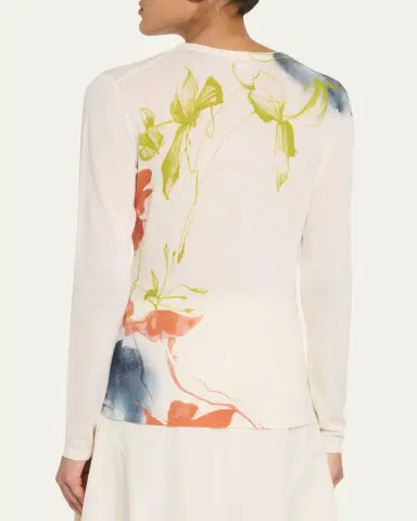 Jason Wu Collection Shadow Floral Merino Wool Crewneck Sweater | Thumbnail 3
