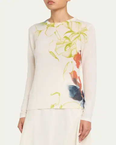 Jason Wu Collection Shadow Floral Merino Wool Crewneck Sweater | Thumbnail 4