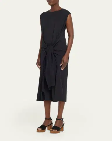 TOTEME Tie-Waist Cotton Jersey Dress | Thumbnail 4 TOTEME Tie-Waist Cotton Jersey Dress | Thumbnail 4