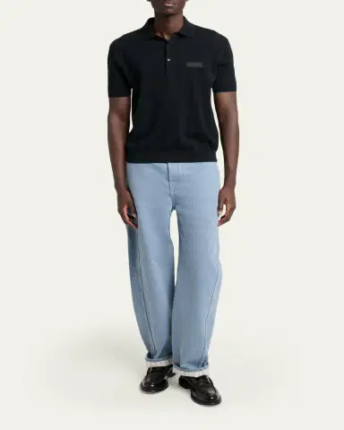 Givenchy Men's Grosgrain Logo Cotton Knit Polo Shirt | Thumbnail 2