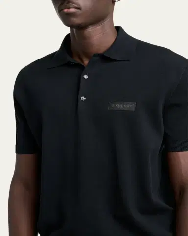 Givenchy Men's Grosgrain Logo Cotton Knit Polo Shirt | Thumbnail 5