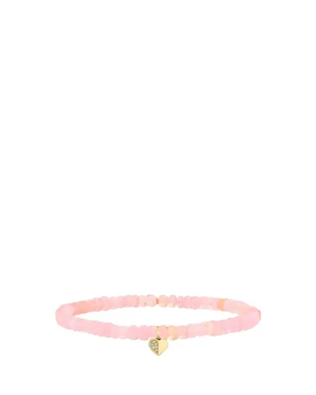 Sydney Evan 14K Diamond Half Heart on Pink Opal Bracelet