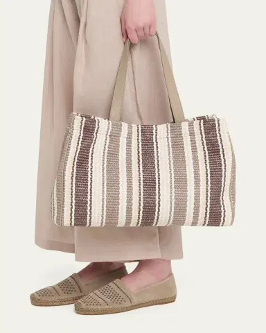 Brunello Cucinelli Striped Raffia Tote Bag | Thumbnail 2 Brunello Cucinelli Striped Raffia Tote Bag | Thumbnail 2