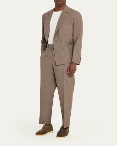 OFFICINE GÉNÉRALE Men's Light Brown Wool Leon Double-Breasted Sport Coat | Thumbnail 2
