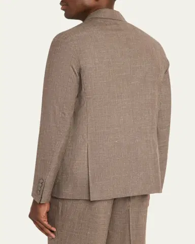 OFFICINE GÉNÉRALE Men's Light Brown Wool Leon Double-Breasted Sport Coat | Thumbnail 3
