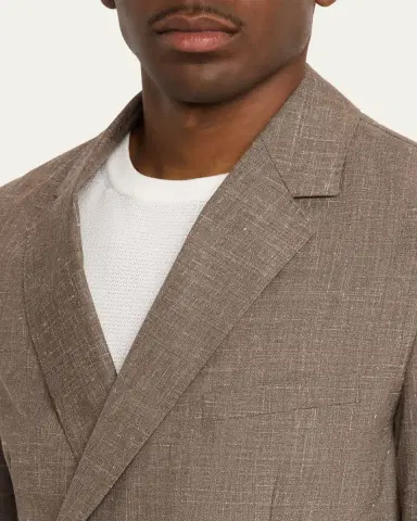 OFFICINE GÉNÉRALE Men's Light Brown Wool Leon Double-Breasted Sport Coat | Thumbnail 5