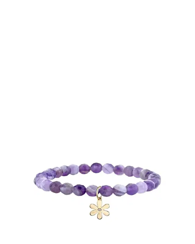Sydney Evan 14K Single Diamond Daisy on Amethyst Bracelet