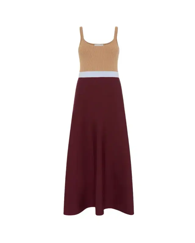 Gabriela Hearst Flaminius Sleeveless Colorblock Wool-Cashmere Knit Midi Dress