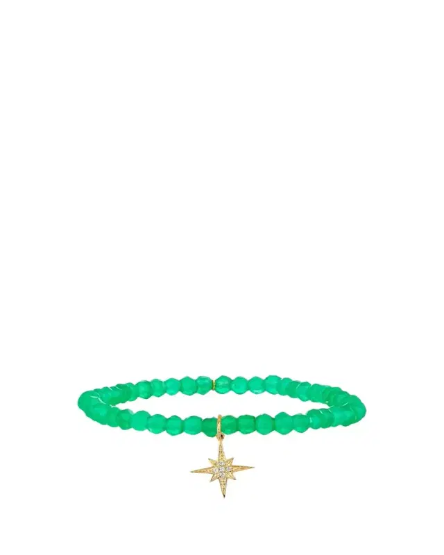 Sydney Evan 14K Diamond Pave Starburst on Green Onyx Bracelet