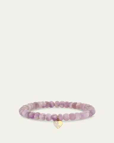Sydney Evan 14K Purple Yin-Yang Heart on Amethyst Stretch Bracelet | Thumbnail 2
