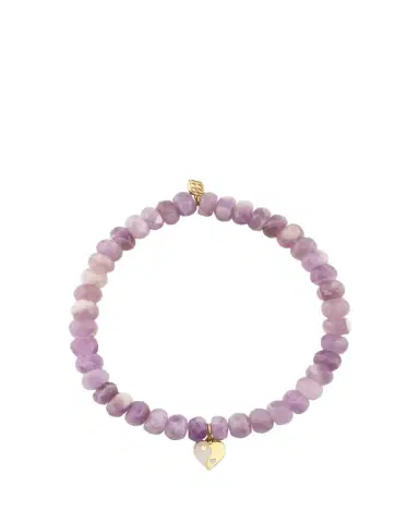 Sydney Evan 14K Purple Yin-Yang Heart on Amethyst Stretch Bracelet | Thumbnail 1