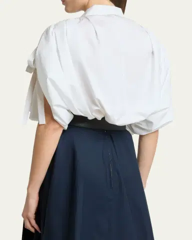 Givenchy Ruched Cotton-Poplin Crop Collared Bubble Shirt | Thumbnail 3 Givenchy Ruched Cotton-Poplin Crop Collared Bubble Shirt | Thumbnail 3