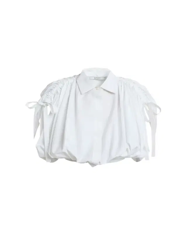 Givenchy Ruched Cotton-Poplin Crop Collared Bubble Shirt