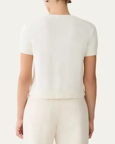 Lafayette 148 New York Crewneck Cotton-Silk Cardigan | Thumbnail 3
