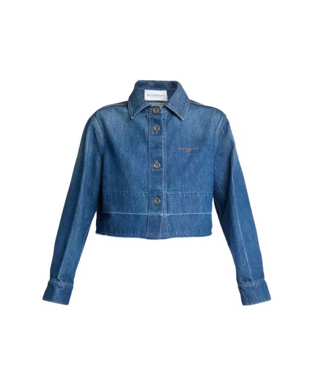 Givenchy Cropped Raw-Edge Cotton Denim Jacket