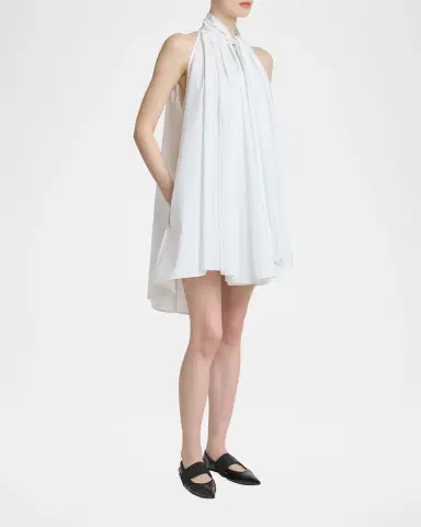 Givenchy Sleeveless Bow-Neck Pleated Poplin Mini Dress | Thumbnail 3 Givenchy Sleeveless Bow-Neck Pleated Poplin Mini Dress | Thumbnail 3