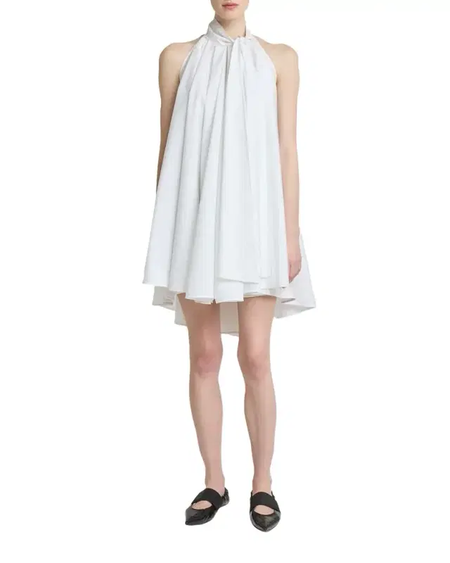 Givenchy Sleeveless Bow-Neck Pleated Poplin Mini Dress