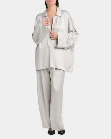 Giorgio Armani Hammered Satin Plunging Collared Shirt | Thumbnail 2 Giorgio Armani Hammered Satin Plunging Collared Shirt | Thumbnail 2