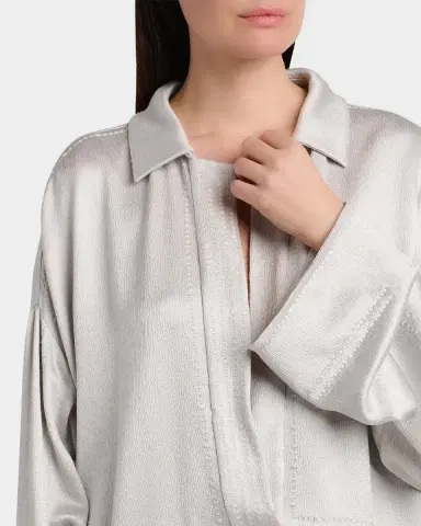 Giorgio Armani Hammered Satin Plunging Collared Shirt | Thumbnail 5 Giorgio Armani Hammered Satin Plunging Collared Shirt | Thumbnail 5
