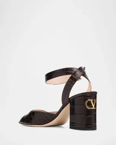 Valentino Garavani 75mm Fawcette Croc-Embossed Leather Sandals | Thumbnail 3 Valentino Garavani 75mm Fawcette Croc-Embossed Leather Sandals | Thumbnail 3