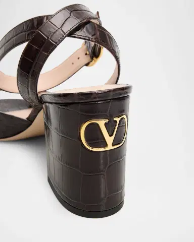 Valentino Garavani 75mm Fawcette Croc-Embossed Leather Sandals | Thumbnail 4 Valentino Garavani 75mm Fawcette Croc-Embossed Leather Sandals | Thumbnail 4